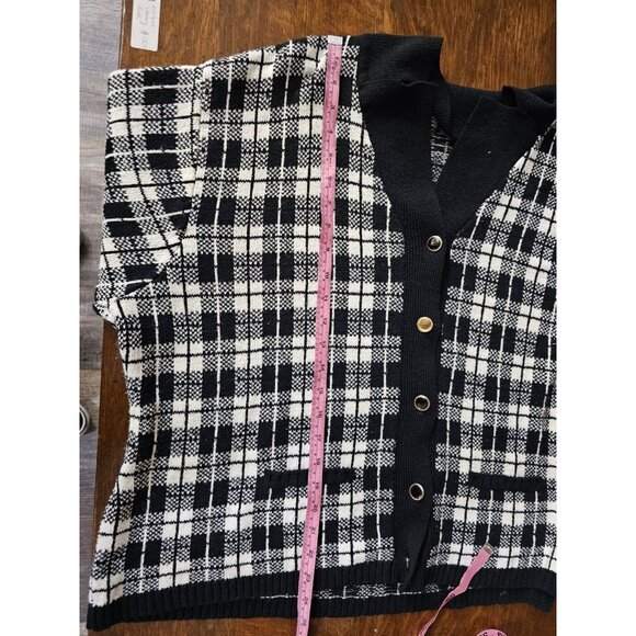 Lane Bryant Designs Black & White Geometric Cardigan V-Neck Sweater Size 22/24 - Picture 5 of 7